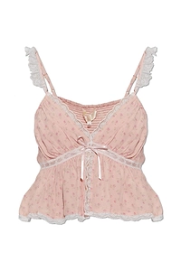 Loveshackfancy Nicoleta Lace Trim Crop Top