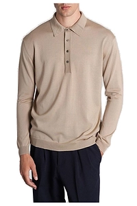 Long-Sleeved Knitted Polo Shirt