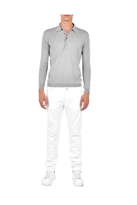 Long-Sleeved Knitted Polo Shirt