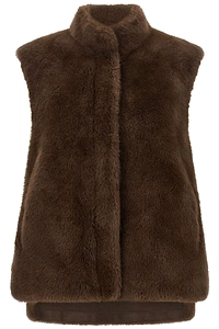 Lou Andrea Stand-Collar Faux Fur Vest