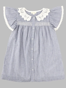 Louise Misha Arlina Striped Lace-Trim Dress
