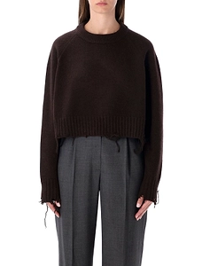 Low Classic Damaged Cropped Knitted Sweater