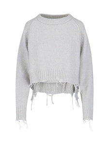 Low Classic Distressed Cropped Pullover