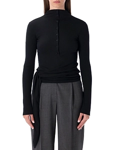 Low Classic Buttoned Wrap Long Sleeve Top