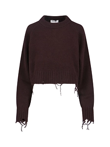Low Classic Distressed Cropped Pullover