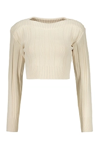 Low Classic Ribbed Cropped Knitted Sweater