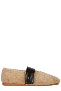 Shearling Strapped Ballerina Flat Shoes