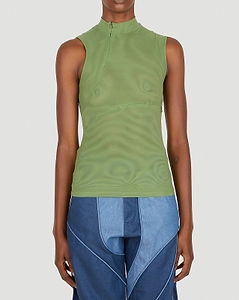 Mesh Zip Sleeveless Top