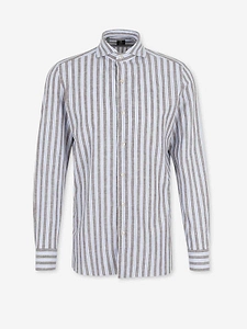 Curved Hem Striped Shirt