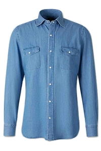 Luigi Borrelli Long Sleeved Denim Shirt