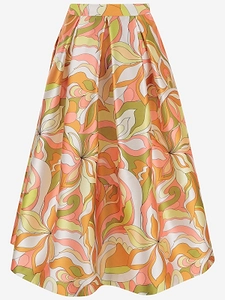 Groovy Flared Print Skirt