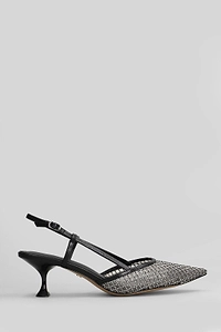 Lola Cruz Ruby Mesh Embellished Slingback Pumps