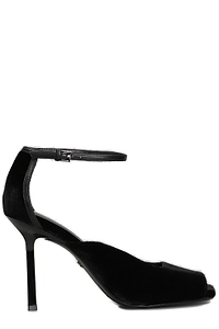 Lola Cruz Velvet Heeled Sandals