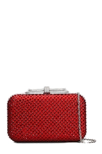 Mach & Mach Double Bow Embellished Satin Clutch Bag
