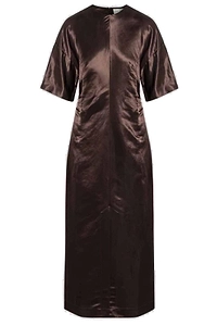Loulou De Saison Short-Sleeved Midi Satin Dress
