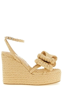 Mach & Mach Le Cadeau Bow Wedge Sandals
