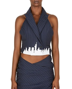Skyline Pinstripe Graphic Printed Top