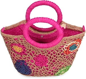 Fleurs Raffia Tote Bag