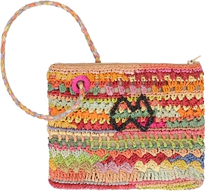 Raffia Zip Clutch Bag