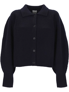 Madeleine Thompson Ribbed Button Cardigan Sweater