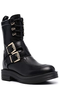 Love Moschino Buckled Lace-Up Boots
