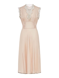 Maison Margiela Lace-Trim V-Neck Sleeveless Dress