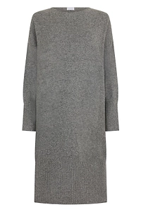Ribbed Boat-Neck Knitted Dress