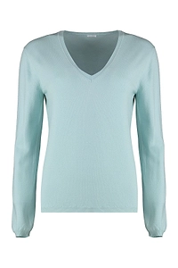 Malo Ribbed-Trim V-Neck Knitted Sweater