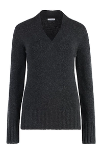 Malo Ribbed V-Neck Knitted Sweater