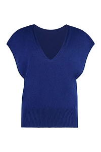 Malo Ribbed V-Neck Knitted Top