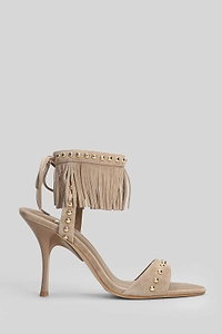 Marc Ellis Fringed Stud-Embellished Tie-Fastened Sandals
