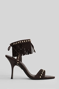 Marc Ellis Fringed Stud-Embellished Tie-Fastened Sandals