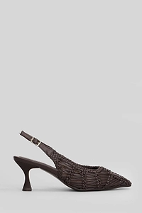 Marc Ellis Pointed-Toe Woven Slingback Pumps
