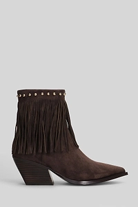 Marc Ellis Pointed-Toe Fringed Studded Ankle Boots