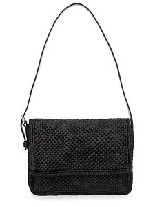 Woven Foldover Top Shoulder Bag