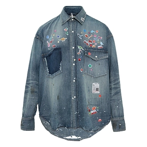 Maison Mihara Yasuhiro Kids Sticker Printed Denim Shirt