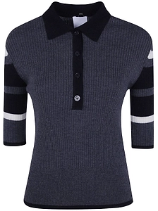 Mantu Striped Collar Knitted Top