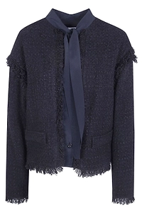 Mantu Textured Tie-Neck Knitted Jacket
