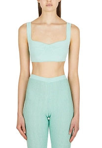 Marco Rambaldi Ribbed-Knit Sweetheart Neck Cropped Top