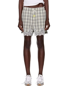 Martine Rose Lace Detailed Checked Shorts