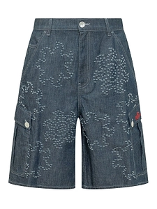 Marni Embroidered Wide Leg Denim Shorts