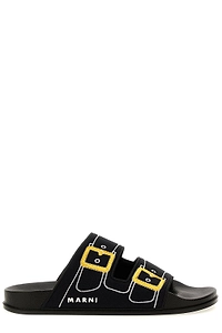 Marni Logo Embroidered Slip-On Slides