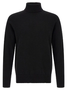 Ribbed Turtleneck Slit Knitted Sweater