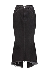 Matieres Fecales Distressed Rear Slit Frayed Midi Skirt