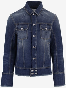 Matieres Fecales Distressed Back-Detail Denim Jacket