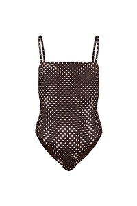 Petite Square Maillot Polka Dot Swimsuit