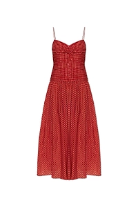 Matteau Ruched Polka-Dot Maxi Dress