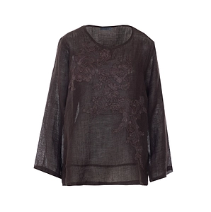 Floral Embroidered Sheer Blouse