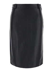 Mauro Grifoni Belted Leather Pencil Skirt