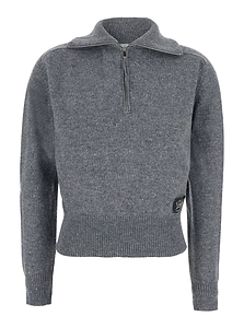 Mauro Grifoni Half Zip High Collar Knitted Sweater